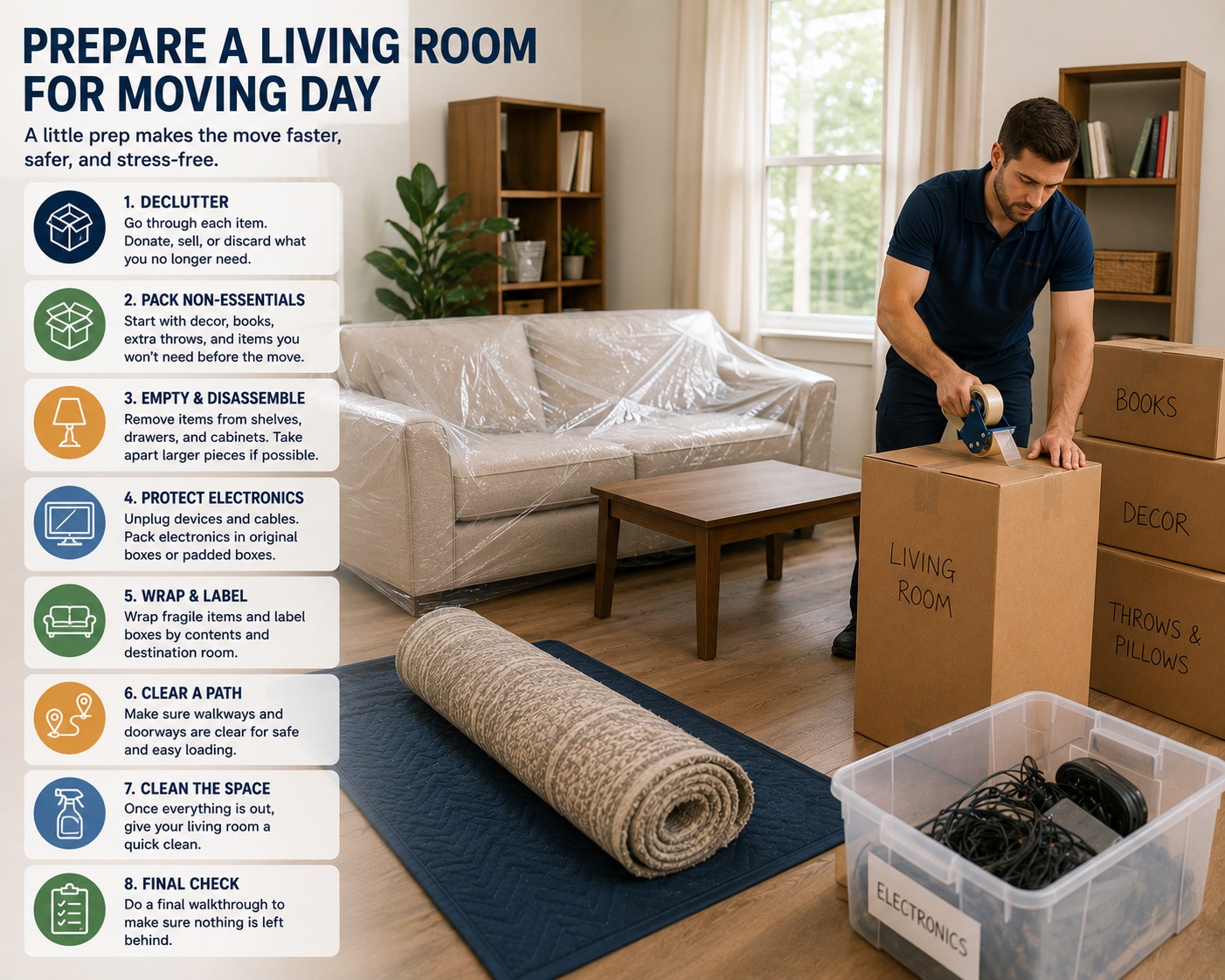 Give Your Living Room a Head Start Before the Movers Arrive